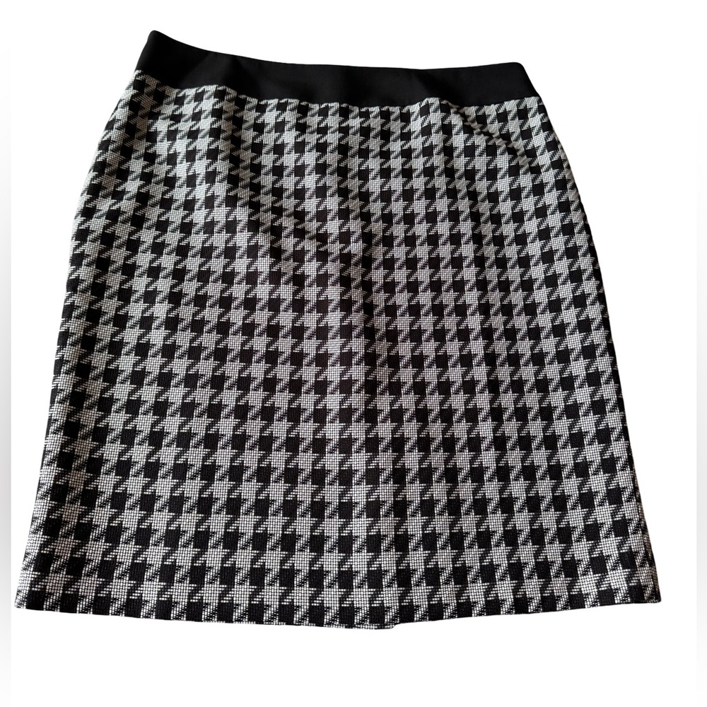 Evan Picone Black Label Pencil Skirt Women’s Size 14 Black White Herringbone EUC